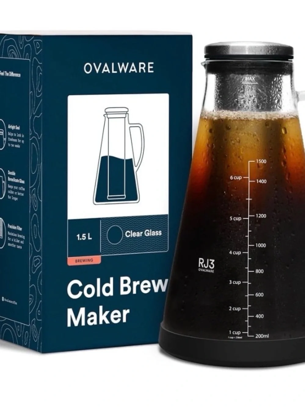 Brew In Tea Maker-Ovalware RJ3 Iced Tea Brewing Glass Carafe